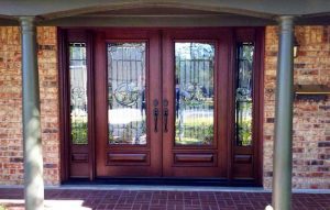 After - Wood Mahogany Solid Wood Front Entry Doors & Sidelights