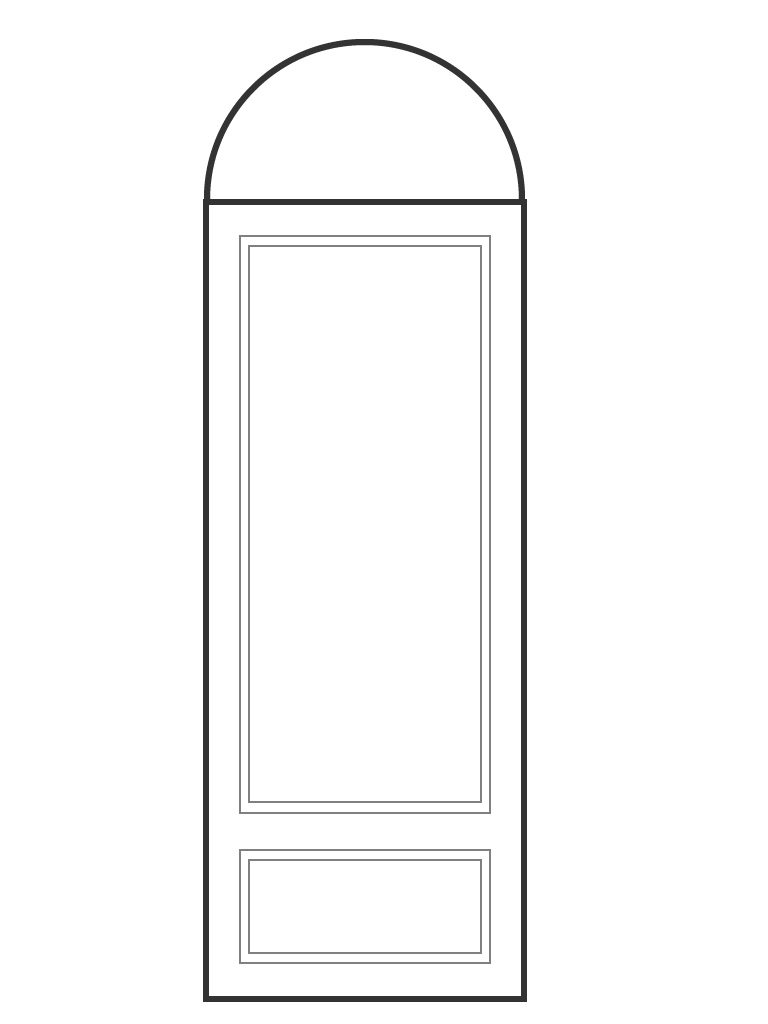 Single 6' 8" door and half circle transom