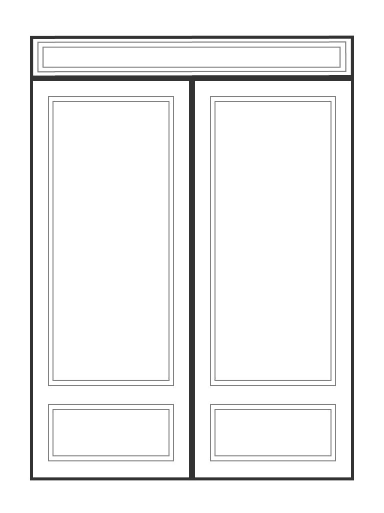 Double 6' 8" doors with rectangular transom entry configuration