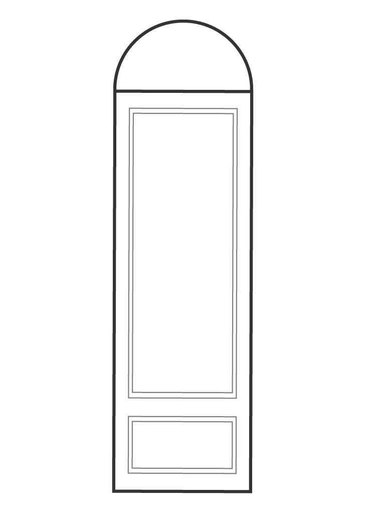 Single 8' 0" door and half circle transom