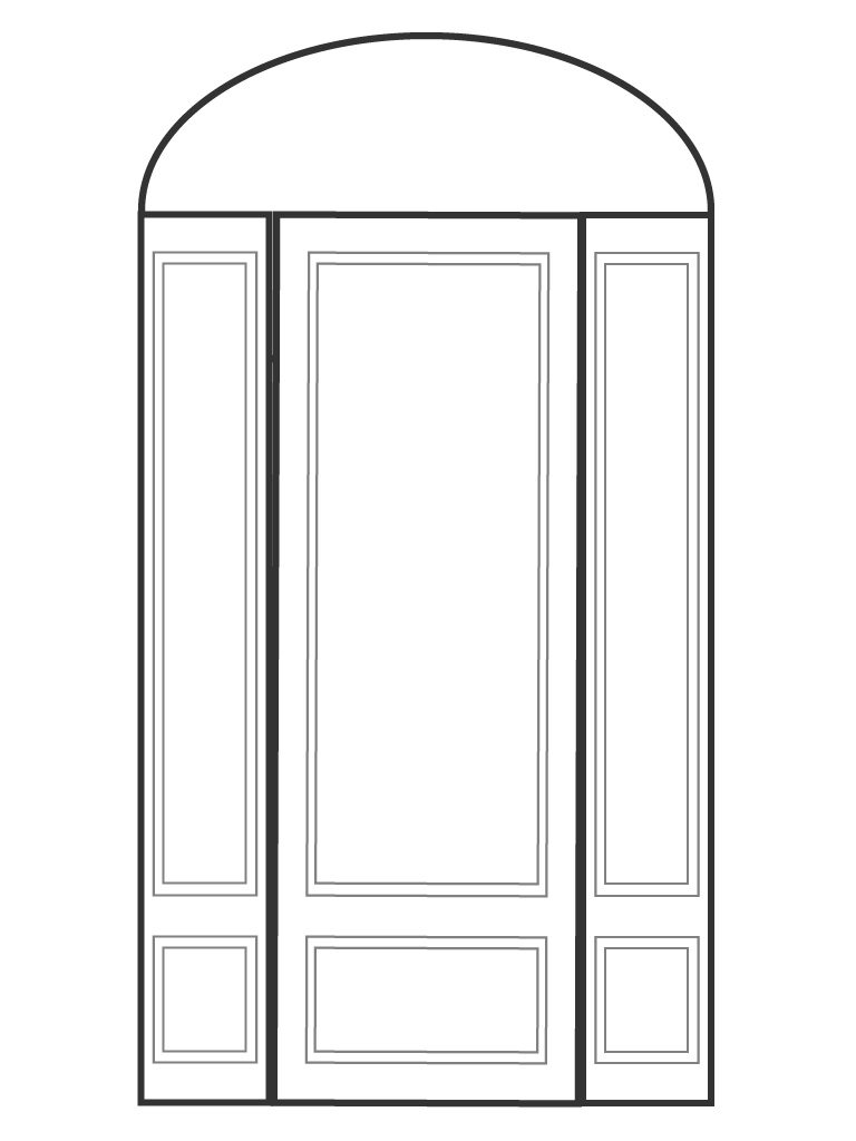 Single 8' 0" door with 2 sidelights and eliptical transom